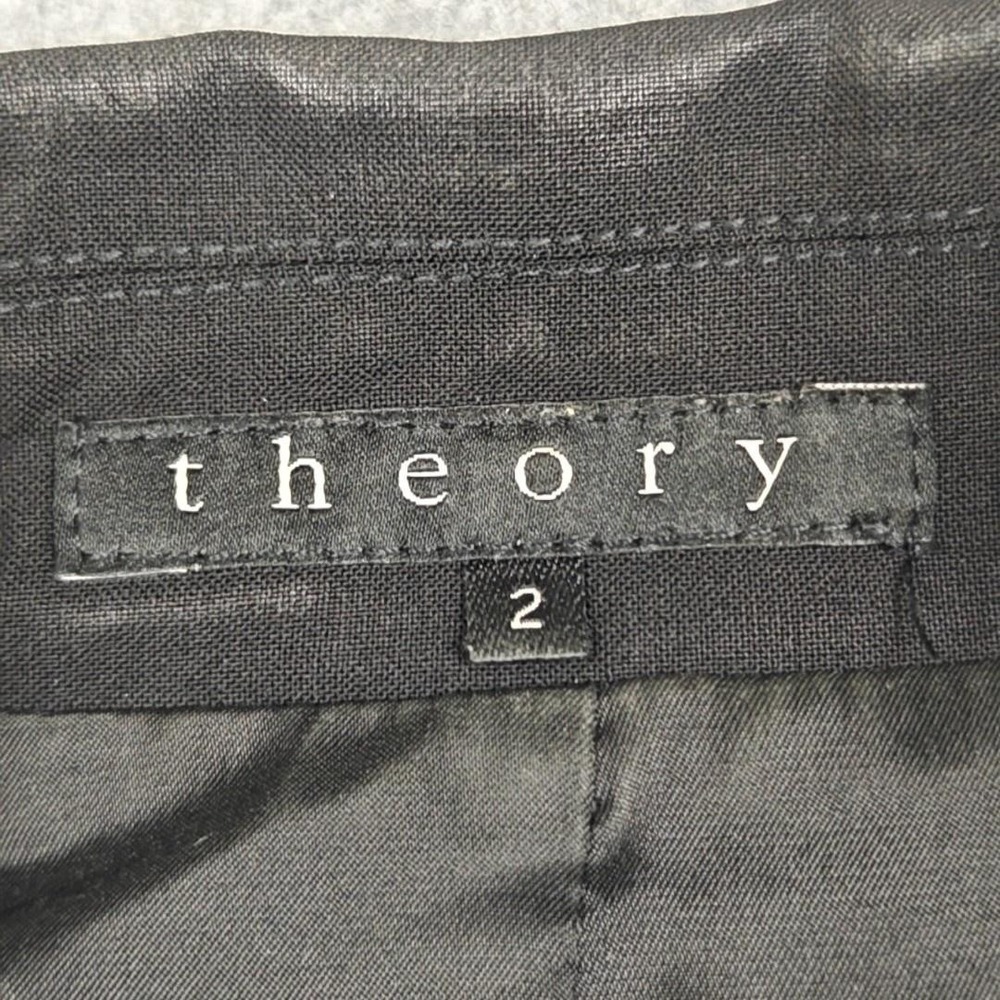 Theory Blazer Womens 2 Black Wool One Button Lined Tailored Jacket Workwear - Picture 3 of 11